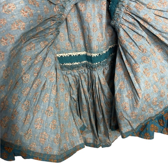 NWT Luna Moon Prairie Peasant Crocheted Accent Maxi Teal Skirt Size Medium - Picture 4 of 13